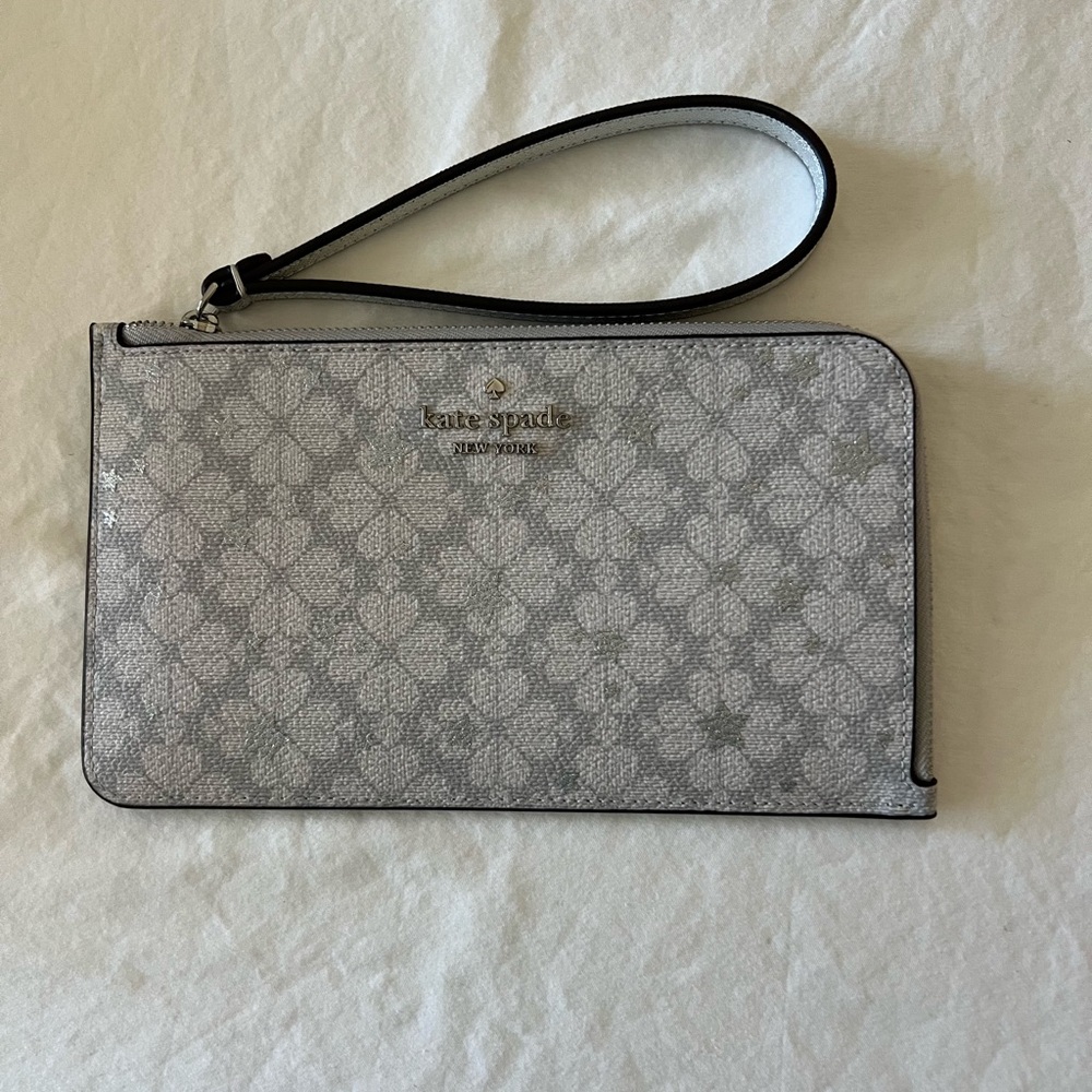 Kate Spade Silver Floral Wristlet
